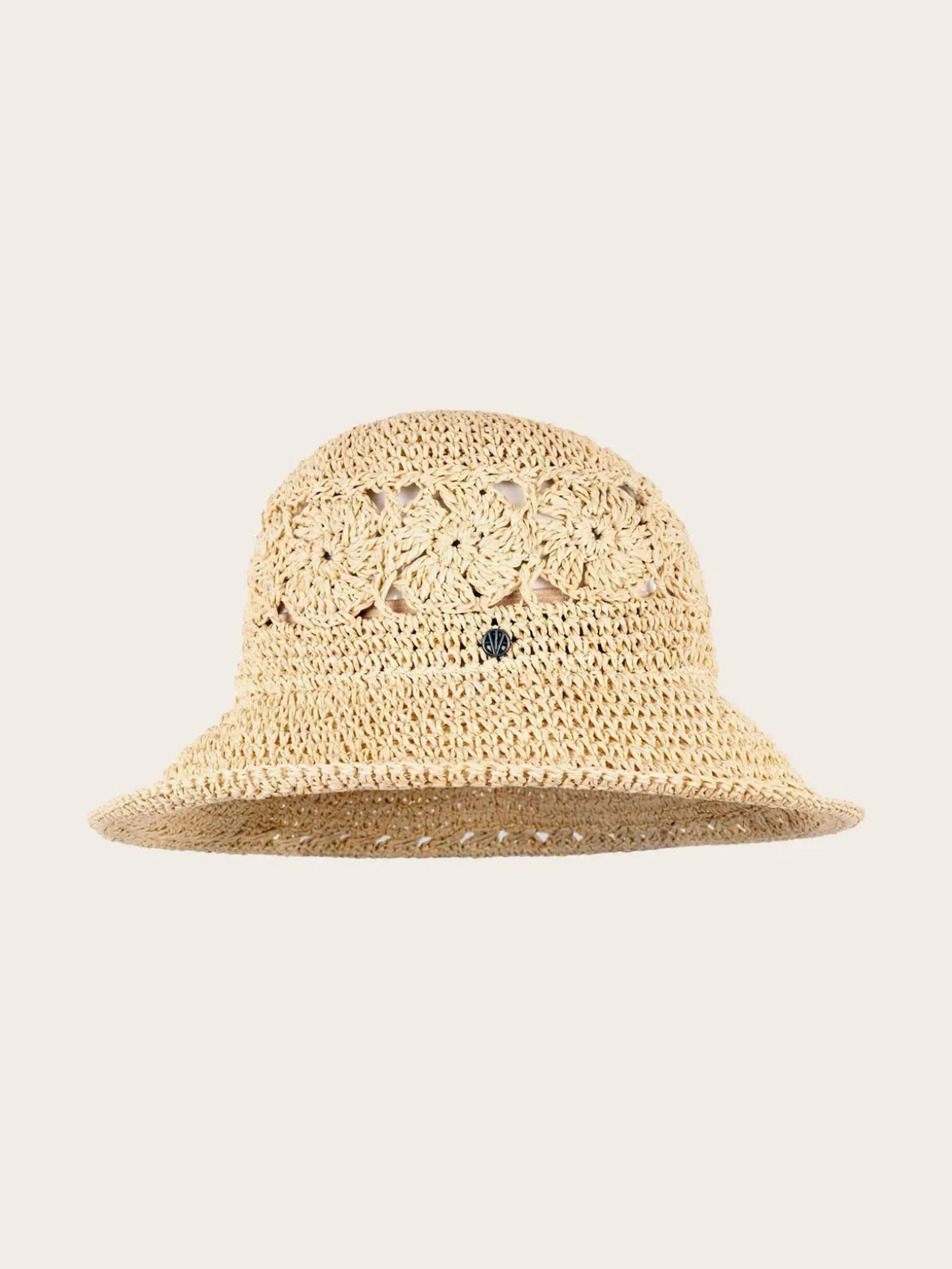 Modischer Loevenich Glockenhut mit gehäkeltem Boho-Muster