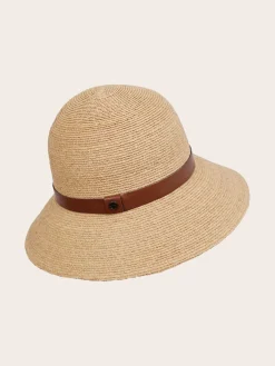 Modischer Loevenich Strohhut aus Raffia mit Leder-Hutband