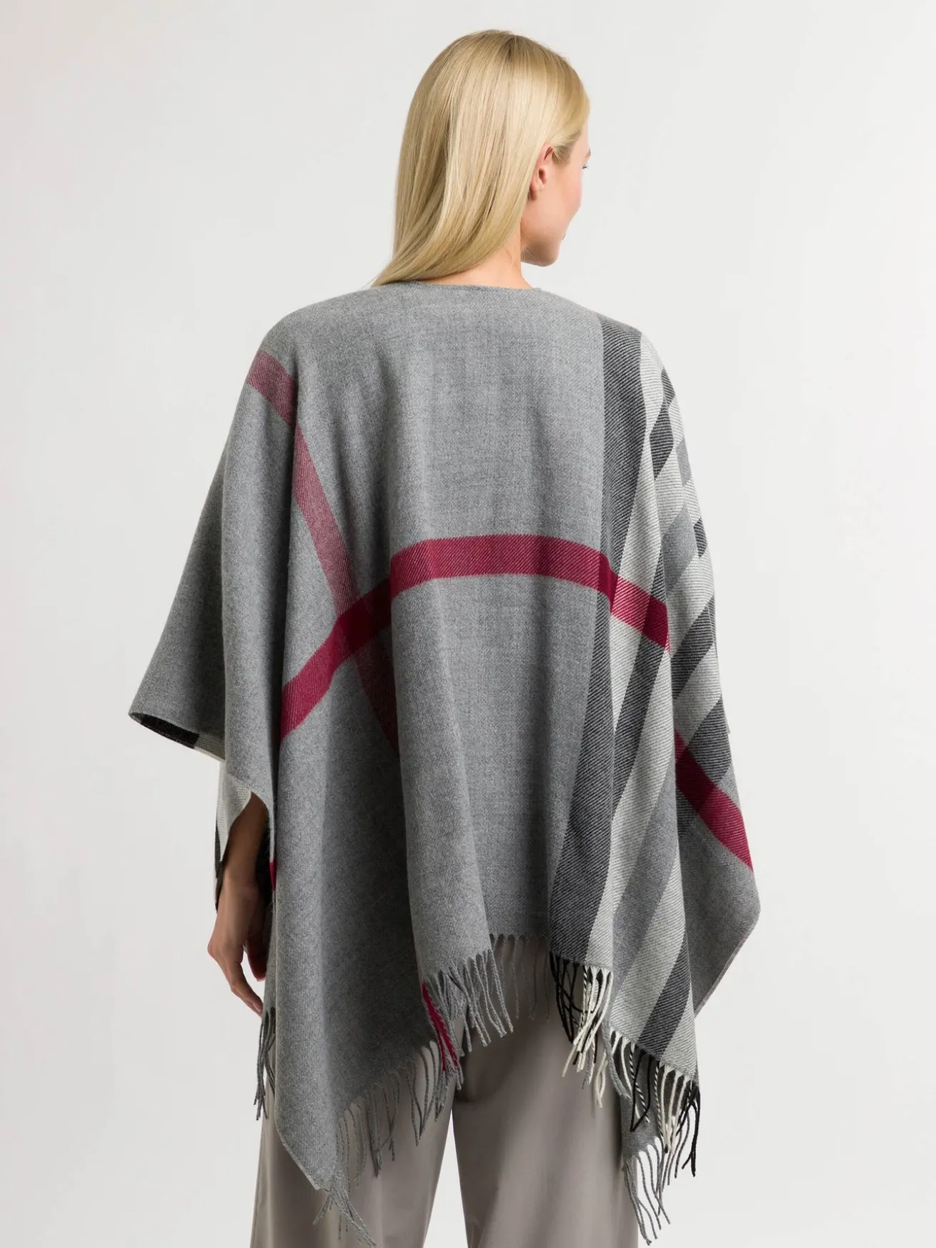 Poncho mit FRAAS Plaid Karo aus Polyacryl - Made in Germany