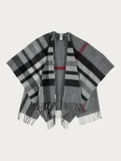 Poncho mit FRAAS Plaid Karo aus reiner Wolle