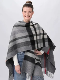 Poncho mit FRAAS Plaid Karo aus reiner Wolle