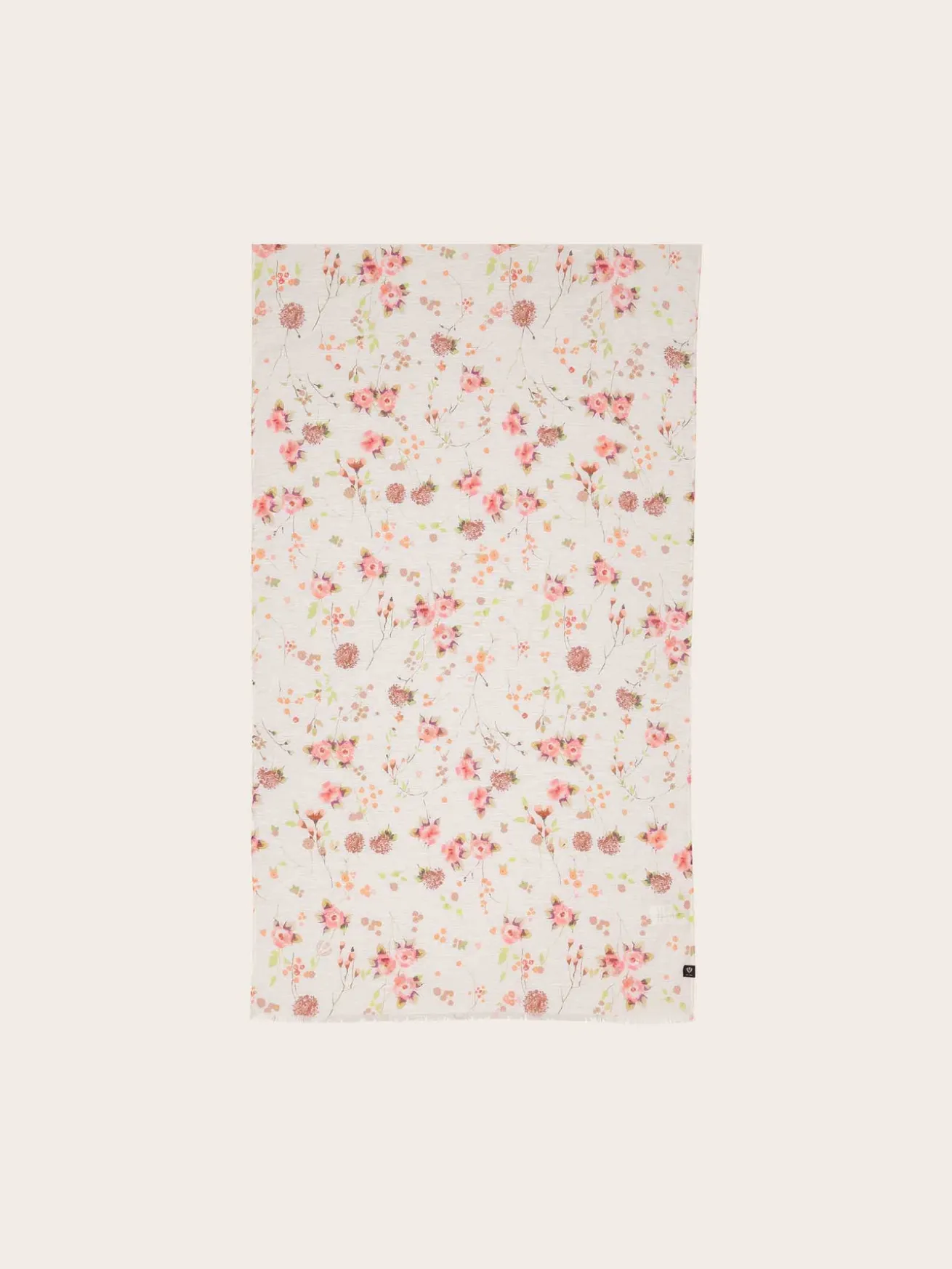 Schal mit romantischem Blümchen-Design in Hanfmischung