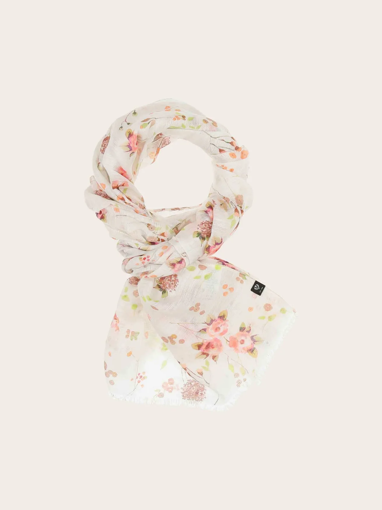 Schal mit romantischem Blümchen-Design in Hanfmischung