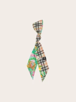 Schmaler Seidenschal mit FRAAS Plaid Karo und Dschungel-Print