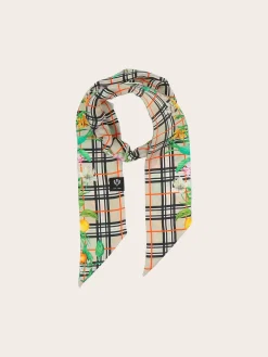 Schmaler Seidenschal mit FRAAS Plaid Karo und Dschungel-Print