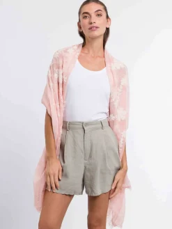Stola mit Blumen-Stickerei