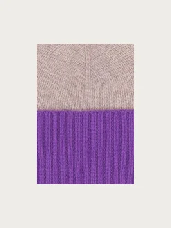 Strickmütze mit farblich abgesetzter Krempe in Kaschmirmischung