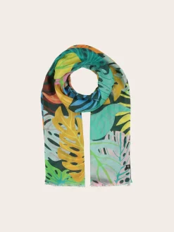 Sustainability Collection - Schal mit buntem Blatt-Design aus Viskose