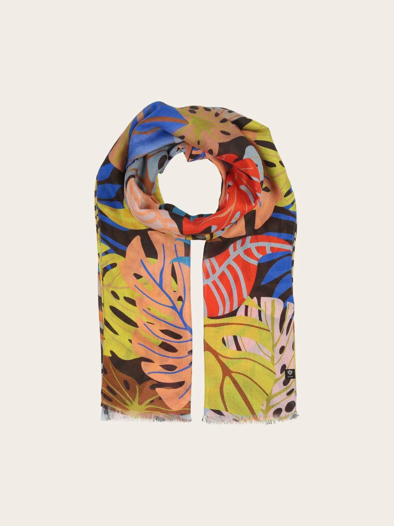 Sustainability Collection - Schal mit buntem Blatt-Design aus Viskose