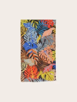 Sustainability Collection - Schal mit buntem Blatt-Design aus Viskose
