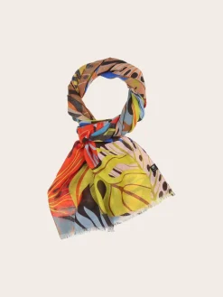 Sustainability Collection - Schal mit buntem Blatt-Design aus Viskose