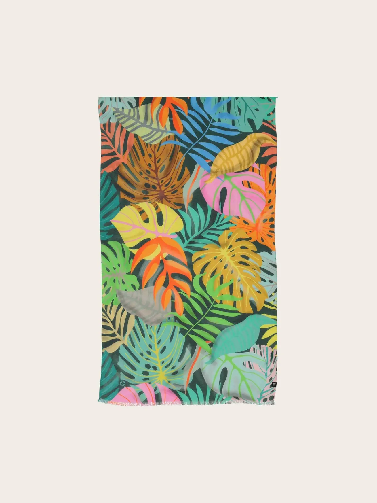 Sustainability Collection - Schal mit buntem Blatt-Design aus Viskose