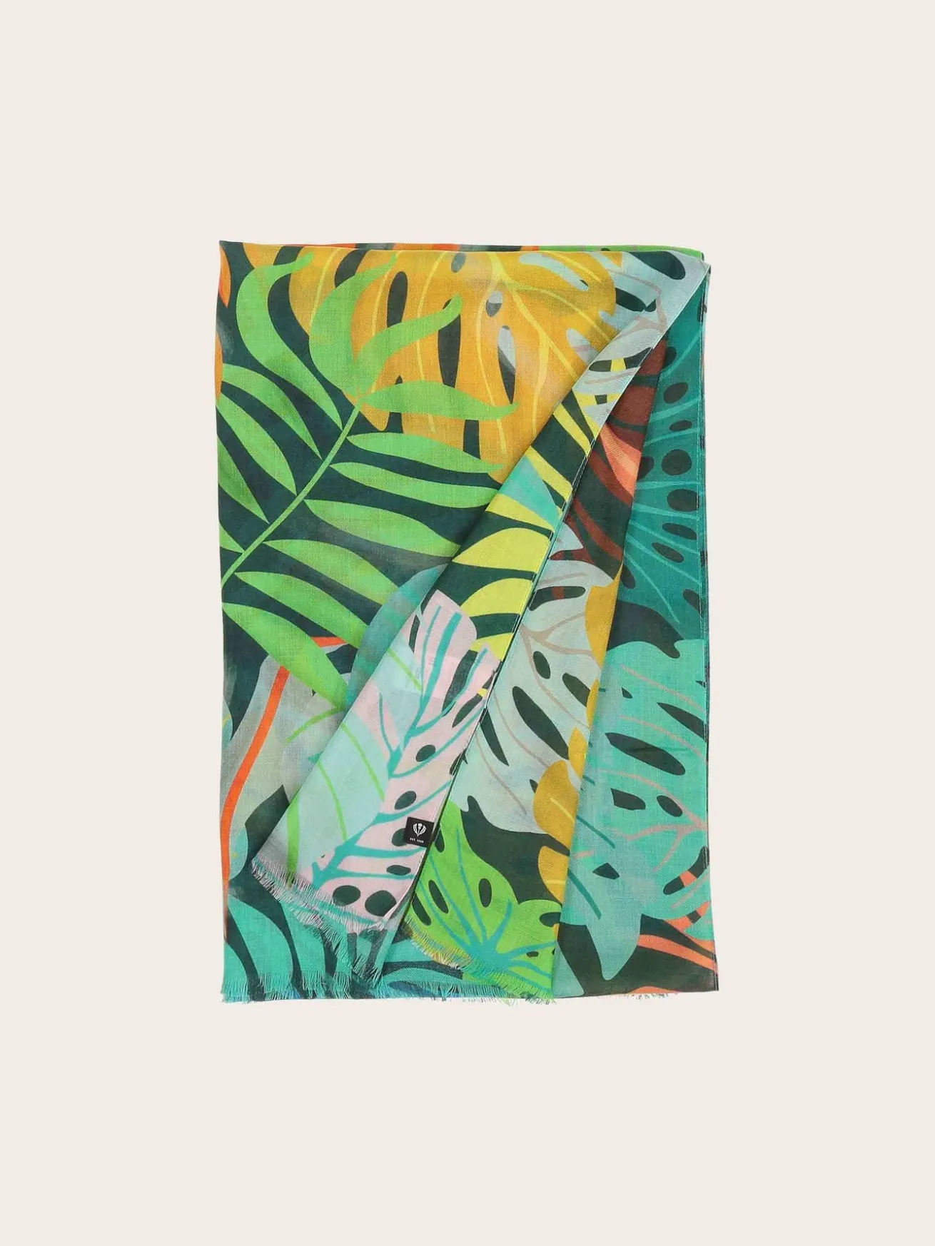 Sustainability Collection - Schal mit buntem Blatt-Design aus Viskose