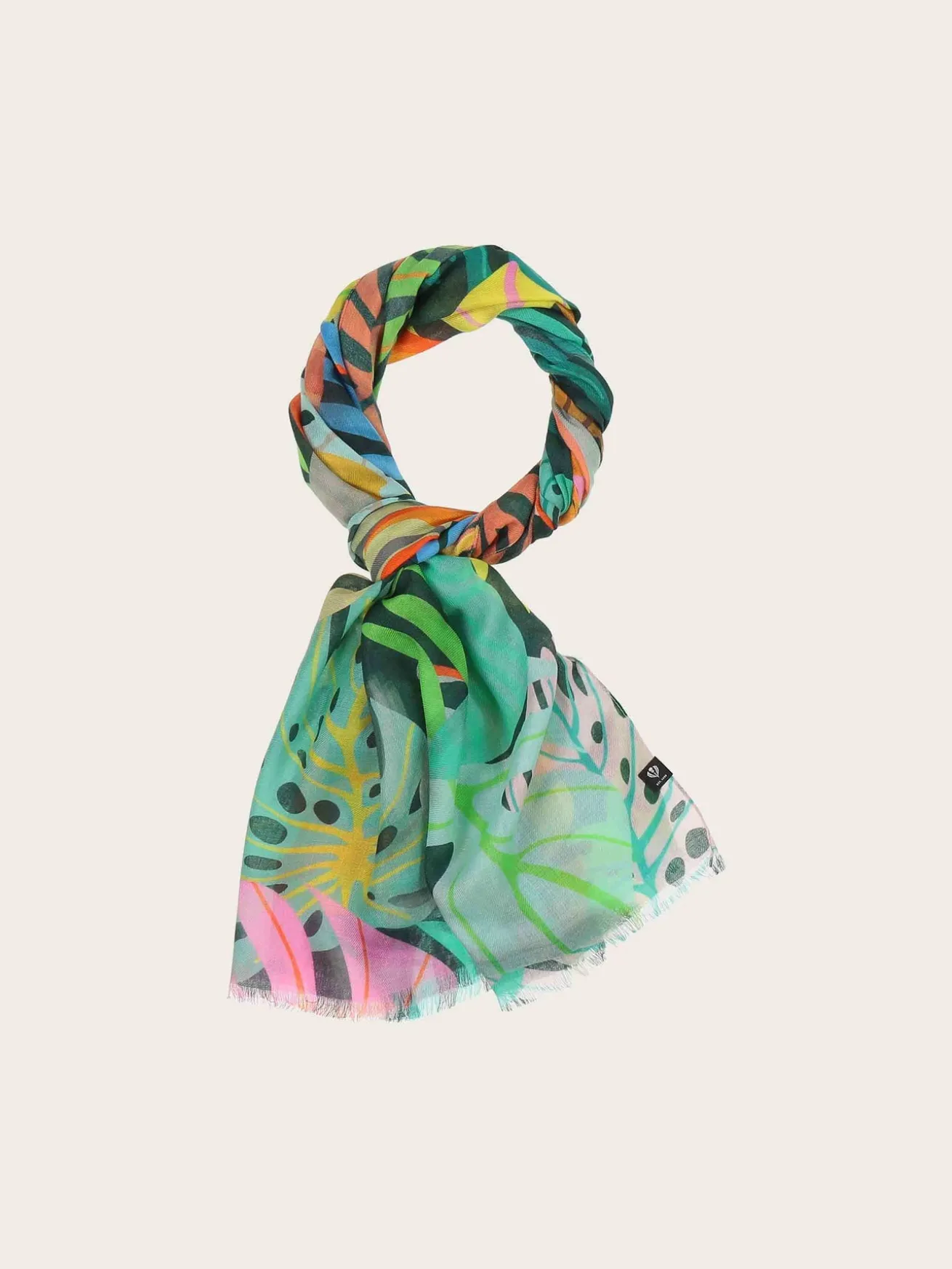 Sustainability Collection - Schal mit buntem Blatt-Design aus Viskose
