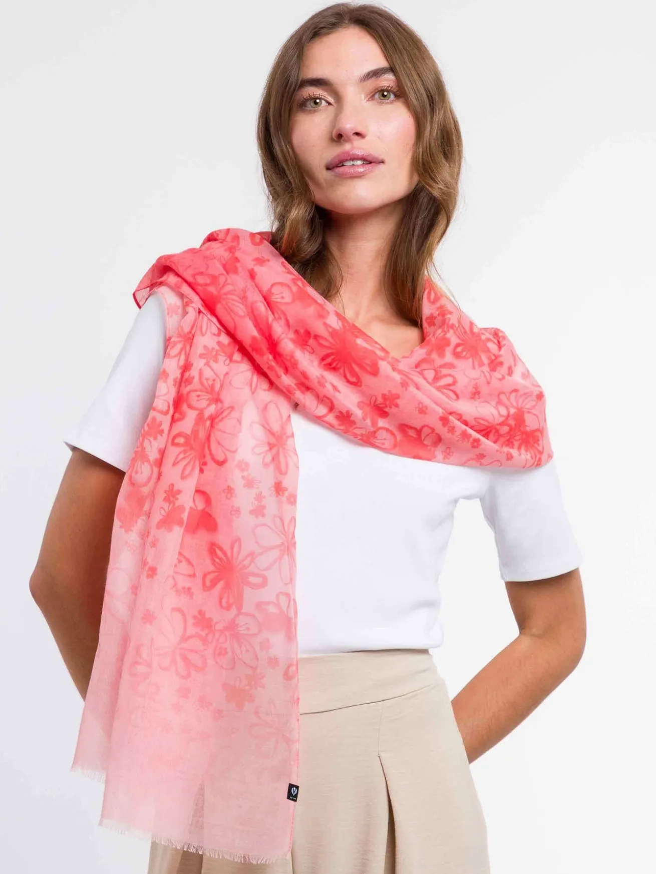 Sustainability Collection - Schal mit Blümchen-Design und Farbverlauf