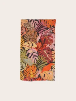 Sustainability Collection - Schal mit buntem Blatt-Design aus Viskose