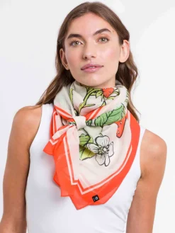 Tuch mit Erdbeer- und Blumen-Design in Seidenmischung