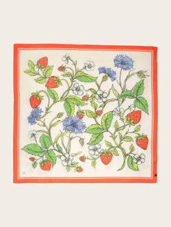 Tuch mit Erdbeer- und Blumen-Design in Seidenmischung