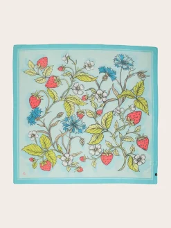 Tuch mit Erdbeer- und Blumen-Design in Seidenmischung