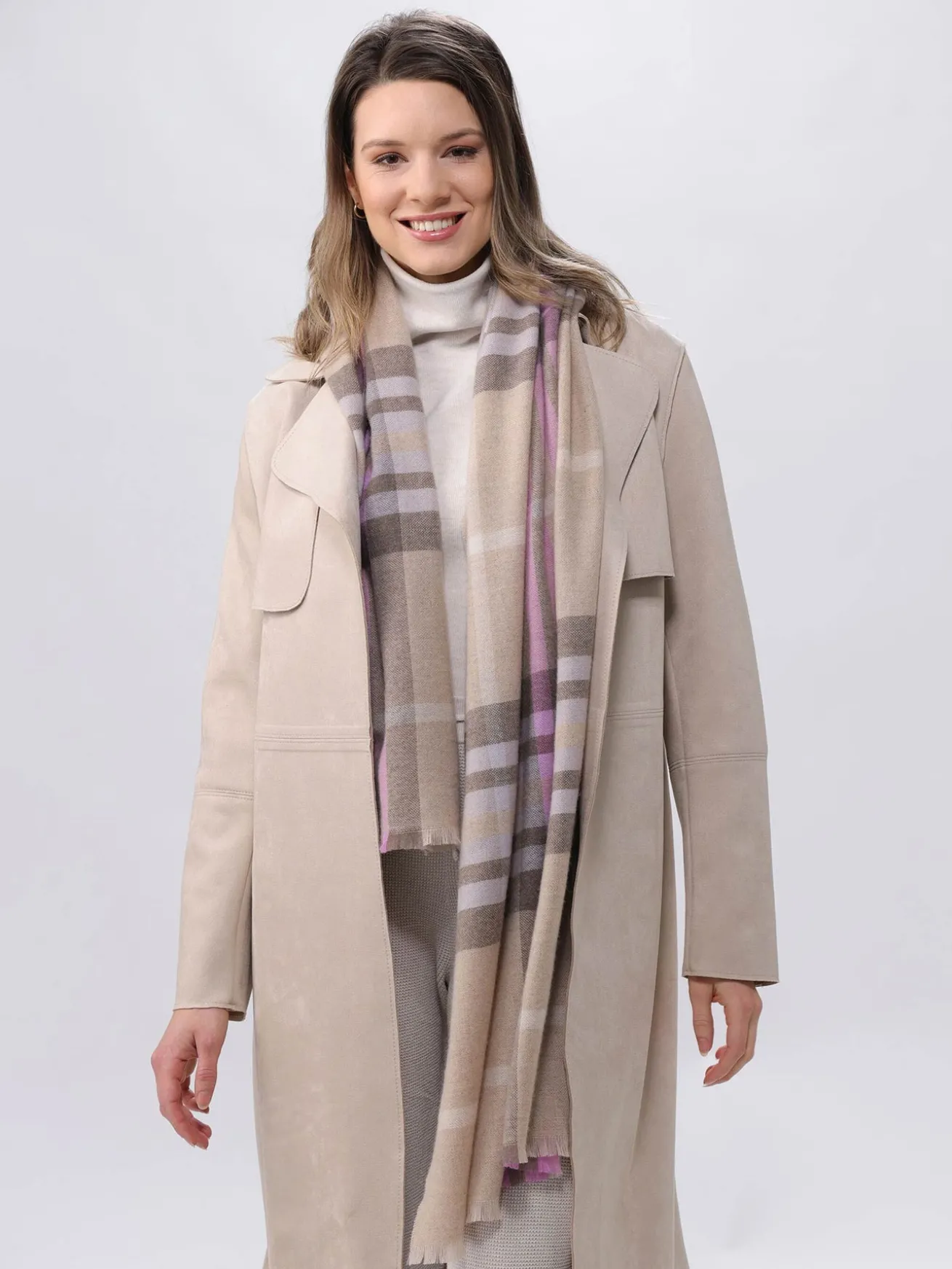 Zarte Stola mit FRAAS Plaid Karo aus reinem Kaschmir