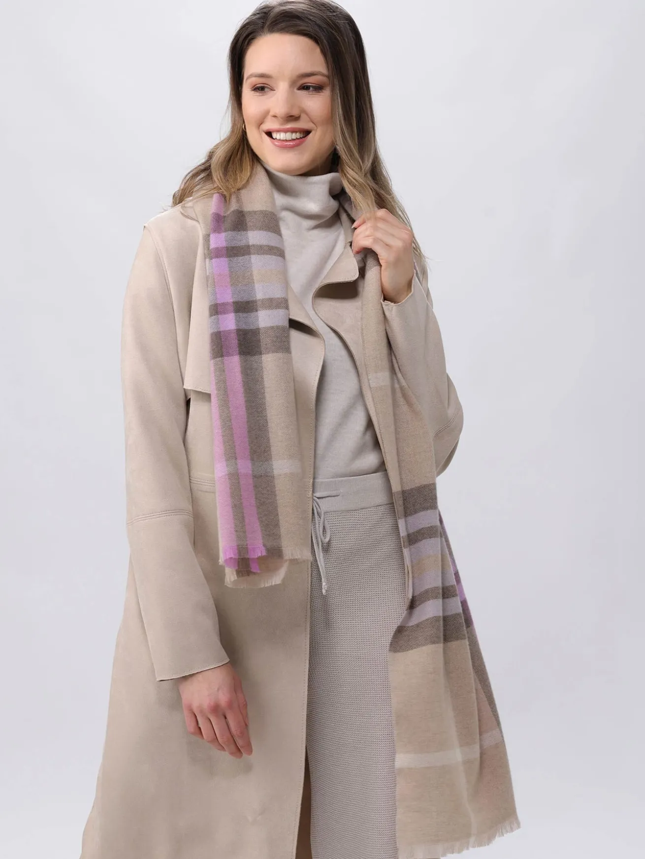 Zarte Stola mit FRAAS Plaid Karo aus reinem Kaschmir