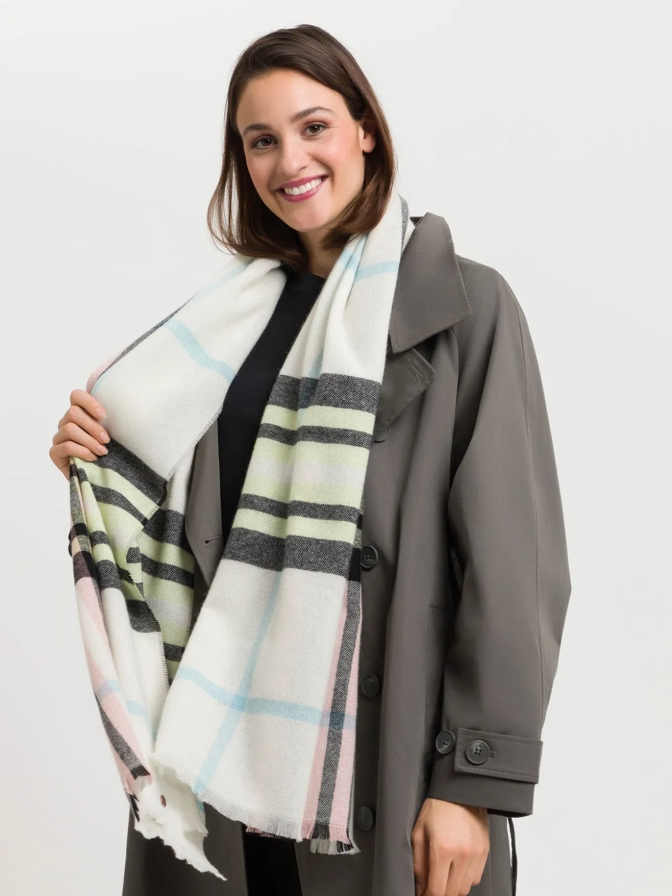 Zarte Stola mit FRAAS Plaid Karo aus reinem Kaschmir