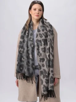 Zweifarbiger Cashmink-Schal mit Leo-Design