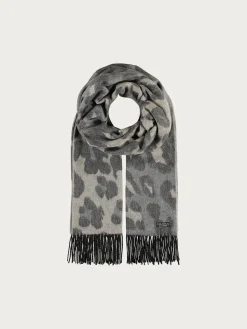Zweifarbiger Cashmink-Schal mit Leo-Design